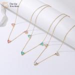Heart Pink Ocean Blue Thin Chain Choker 18k Gold Plated Diamond Zircon Charms