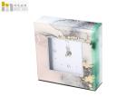 Home Decoration Square Glass Clock / Glass Desk Clock Customized Designs