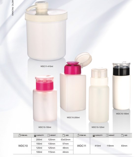 PP Plastic 100ml Nail Polish Remover Pump Bottle With Press Pump