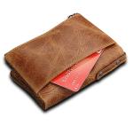 Crazy Horse RFID Credit Card Holder Blocking Vintage Double Zipper Genuine