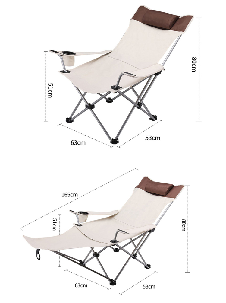 Outdoor Camping Portable Folding Beach Chair with Armrest and Removable Armrest Design