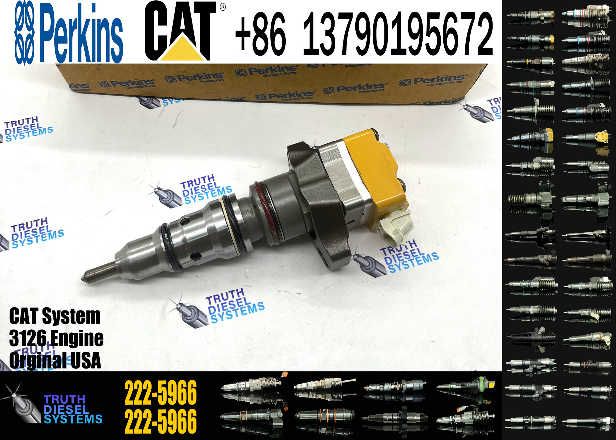 Diesel engine fuel injector 222-5966 2225966 diesel injector assembly fuel injection spare parts 222-5966