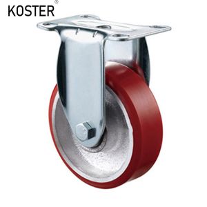 China 12*8.2mm Hole Distance Rotating Wheel Medium Duty M8 Thread Screw PU Swivel Caster Wheels factory