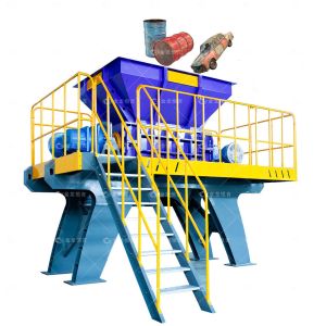 China Customizable Double Shaft Shredder with 600 mm Blade Diameter and 2000x1490 mm Feed Inlet Size for Industrial Waste Recycling factory
