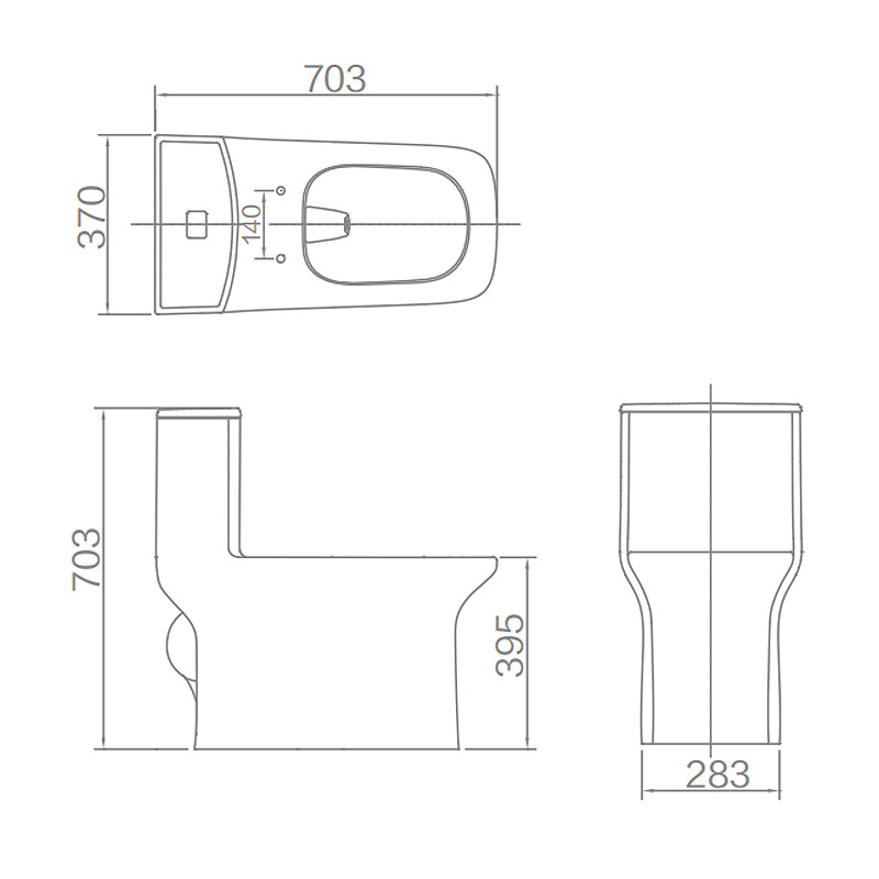 SASO One Piece Toilets , Siphonic Dual Flush Ceramic Toilet Bowl
