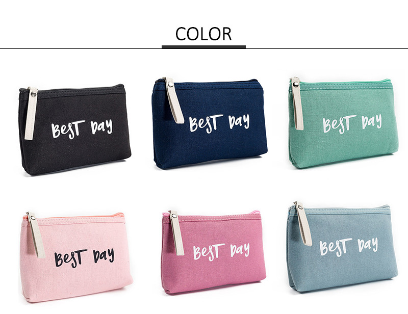 High Quality Pure Color Recycled Portable Travel Zipper Cosmetic Bag