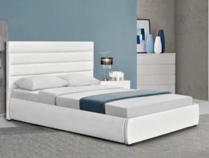 China Modern Upholstered Platform Bed With White Headboard 50pcs MOQ factory
