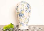 Strong Aging Resistance Pierceful Canvas Wig Head Blue Floral Color