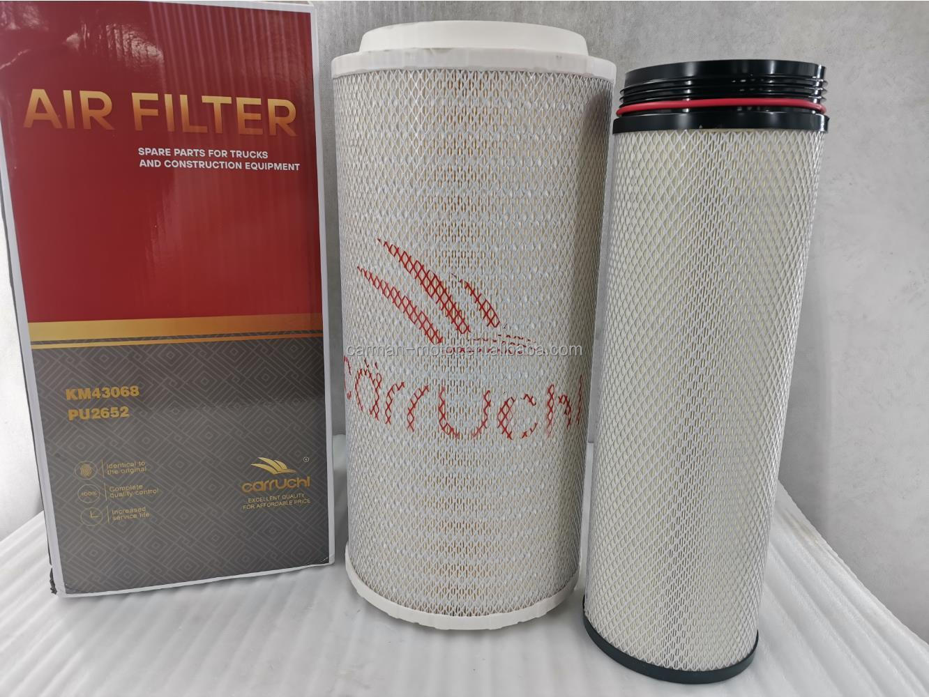 Standard Size WG9X25190062 WG9X25190061 1109060-2000 1109070-2000 PU2652 Carruchi Sinotruk Sitrak Howo Air filter Main filter