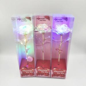 China Wholesale Goild Foil Roses Long Stem Galaxy Roses In Gift Boxes 24k Gold Plated Foil Rose Flower Gifts factory