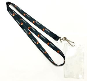 China Dye Sublimation Heat Transfer Lanyards Full Color Brand Name Soft Plastic Card Holder factory