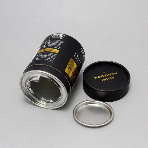 Custom Printed Round Paper Tube Packaging with Easy Open End and Metal Lid for Food Snacks Powder Nuts