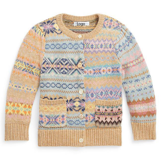 2023 new style ODM OEM 100% orginic Cotton Fashion button Chunky knit baby sweater Baby cardigan sweater