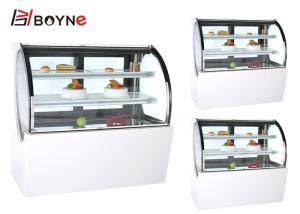 China White Colour Arc Shape Bakery Pastry Display Chiller Slide Door Cabinet factory