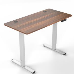 China 2 Stage Motorized Table Brown Wood Grain Electric Sit Stand Desk for Laptop Gaming factory