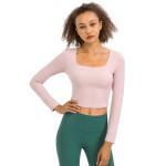 Ladies Yoga Tops High Elastic Long Sleeve Womens Shirts With Bra