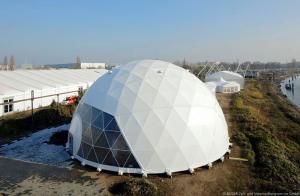 China Poweder Coated Diameter 20m Geodestic Large Dome Tents With Big Steel Tubes factory