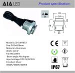 Anti glare 1W recessed waterproof IP65 small size LED dwonlight for bookstore