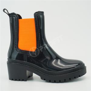 China Anti Abrasion Black High Heel Ankle Boots , 40EU Ankle Rubber Boots Womens factory