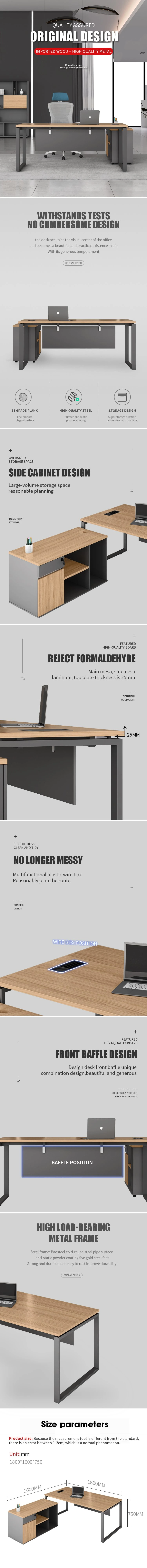 One Container L-Shaped Home Executive Office Computer Desk OEM