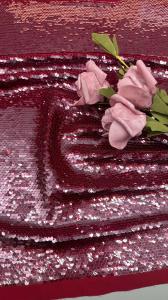China Leafy Red Sequin Embroidery Fabric For Party Occasions Dresses factory