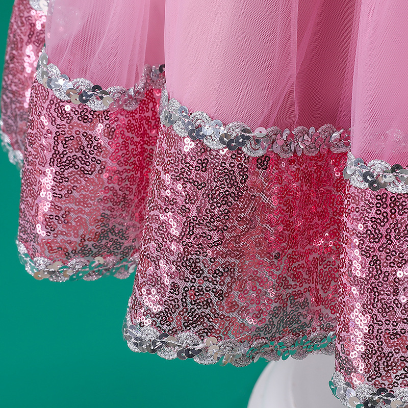 Cotton Children's Dress Clothing Mid length Sequin Design Girls Princess Dress