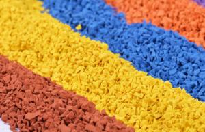 China Sports Fields 2mm 4mm Rice Shape PGE Flooring Granules factory