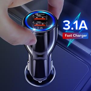 China 18W 3.1A Car Charger Quick Charge 3.0 Universal Dual USB Fast Charging QC For iPhone Samsung Xiaomi Mobile Phone In Car factory