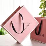 Kraft Paperboard Goodie Bags With Handles Retail Shopping Tote OEM