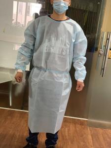 China Polypropylene Disposable Isolation Gown Blue Medical Materials Personal Care factory