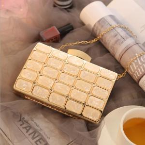 China Glitter Gold Acrylic Rectangle Purse Frame 17*11*2.5cm factory
