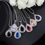 Hot selling Womens Luxury Wedding Flower CZ Zircon jewelry Set Fashion Waterdrop