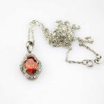925 Silver Pendant Necklace 7x9mm Oval Lavender Amethyst Cubic Zirconia (PSJ030)