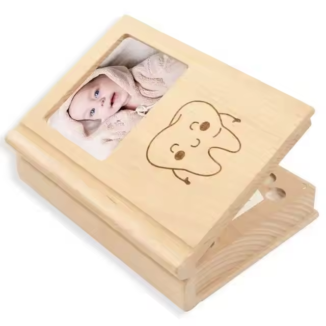 wooden Book shaped tooth box ,baby teeth case for birthday gift