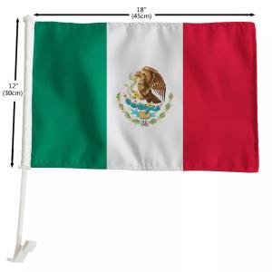 China Custom Car Flag Screen Printed Mexico Car Flag With Plastic Pole factory