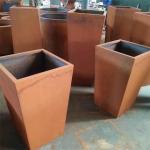 1000mm Heavy Duty Tapered Metal Planter Pots Corten Steel Tall Cube Planter