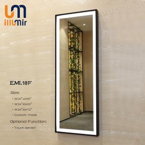 China Hotel Decoration Full Length Vanity Mirror With Black Frame Around Light factory