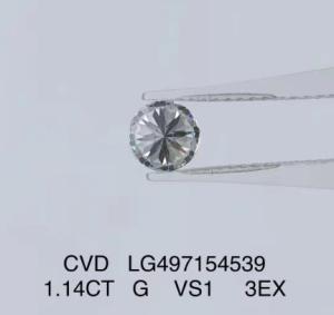 China CVD 1.14 Ct Round Lab Grown Diamond G Colour VS1 Clarity 3EX For Gems factory