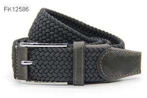 China Grey Unisex 35mm Braided Men Elastic Stretch Belts With Pin Buckle factory