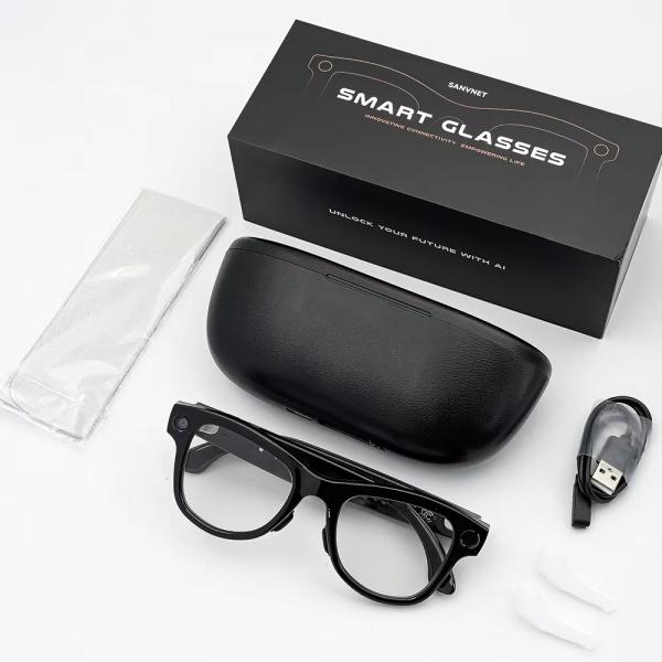 China GS5 Max Smart Glasses With Charging Case 8MP Camera Wi-Fi Transfer AI Translation factory