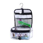 3 Zipper Compartments Clear Vinyl Travel Cosmetic Bag