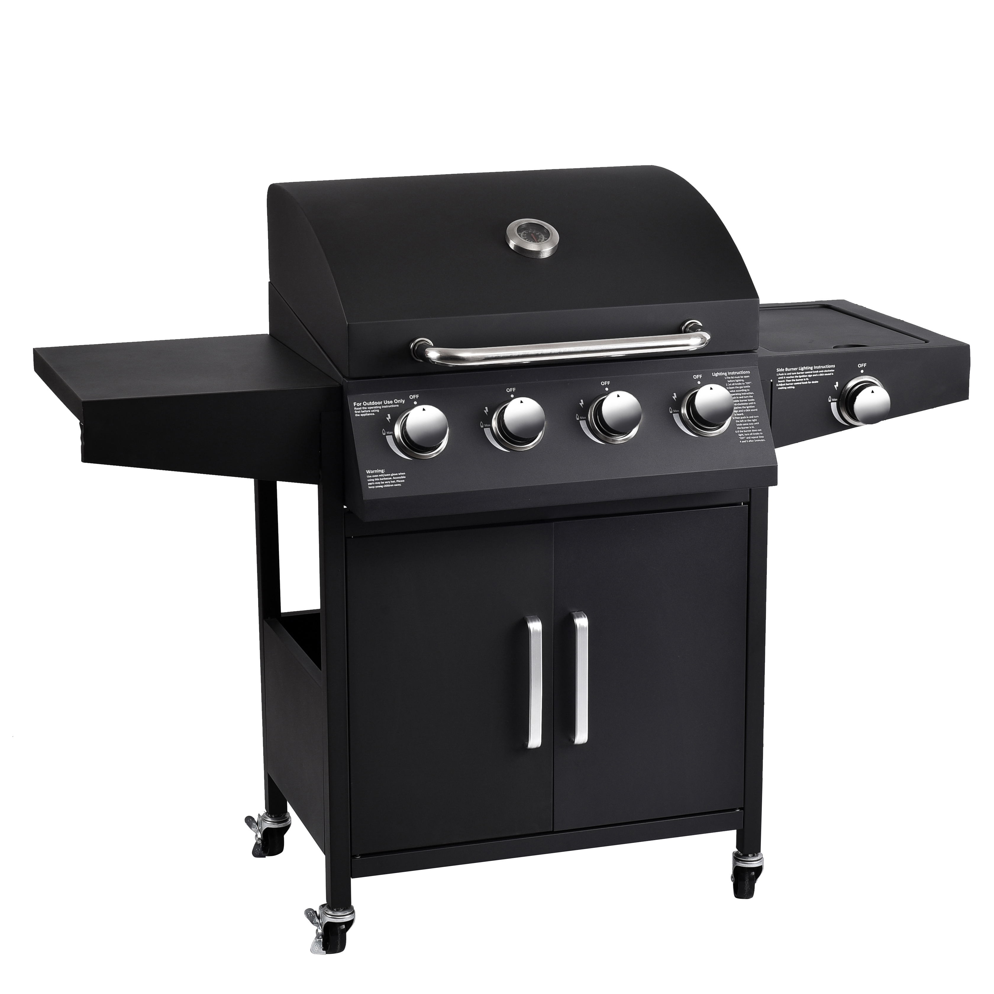 Powder Coated 4 1 Burners Gas Grill Camping Smokeless Automatic Barbecue Grill Machine