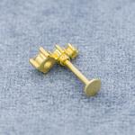 16ga Zircon Gems Labret Piercing Jewelry Gold Lip Stud 316L Stainless Steel