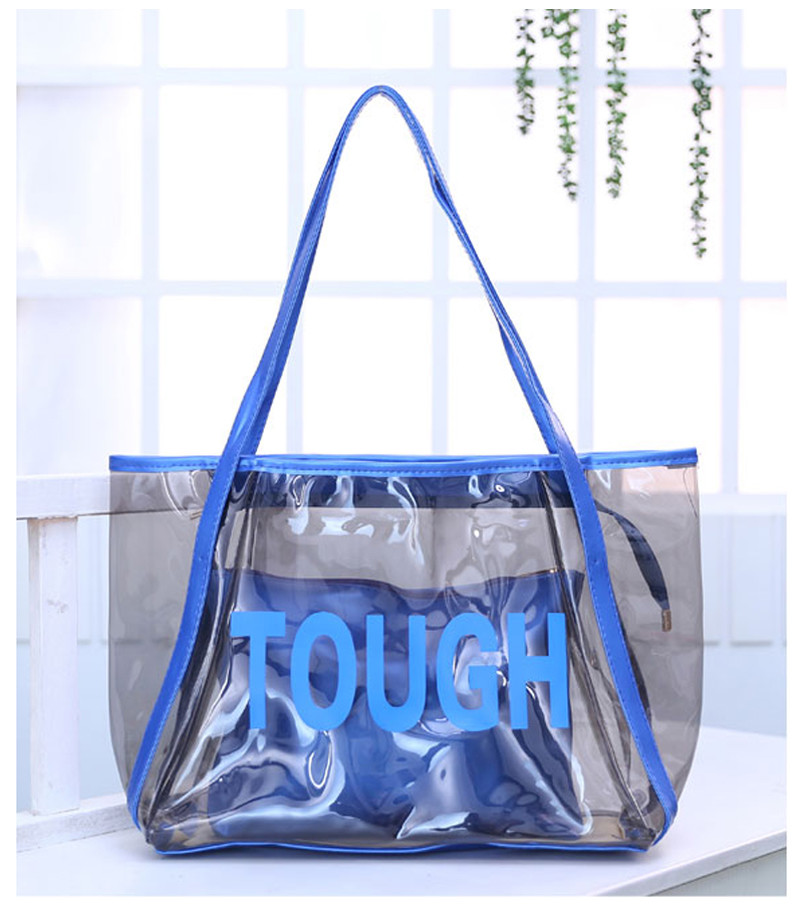 Fashion Clear Shoulder PVC Beach Totes With Interior Pocket