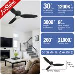 Modern Decorative Remote LED Ceiling Fan Flush Mount 3 Color Lighting