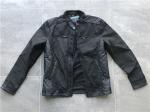 Menswear Black Nylon And Pleather Biker Jacket Metal Zip Through TW59970