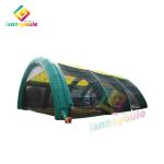 36m Long Inflatable Tunnel Tent With Yellow Roof Green Frame Black Net