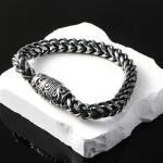 Stainless steel men's bracelet with retro patterned surface cast magnetic buckle