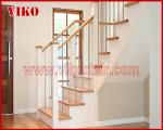 Wrought Iron Staircase VK86S Wrought Iron Handrail Tread Beech ,Railing tempered