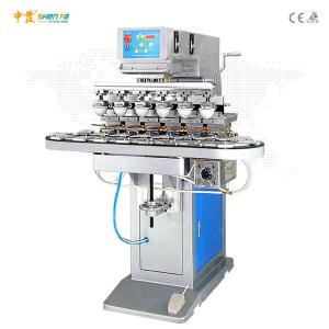China 6 Color 800pcs/hr Semi Automatic Pad Printing Machine With Conveyor factory